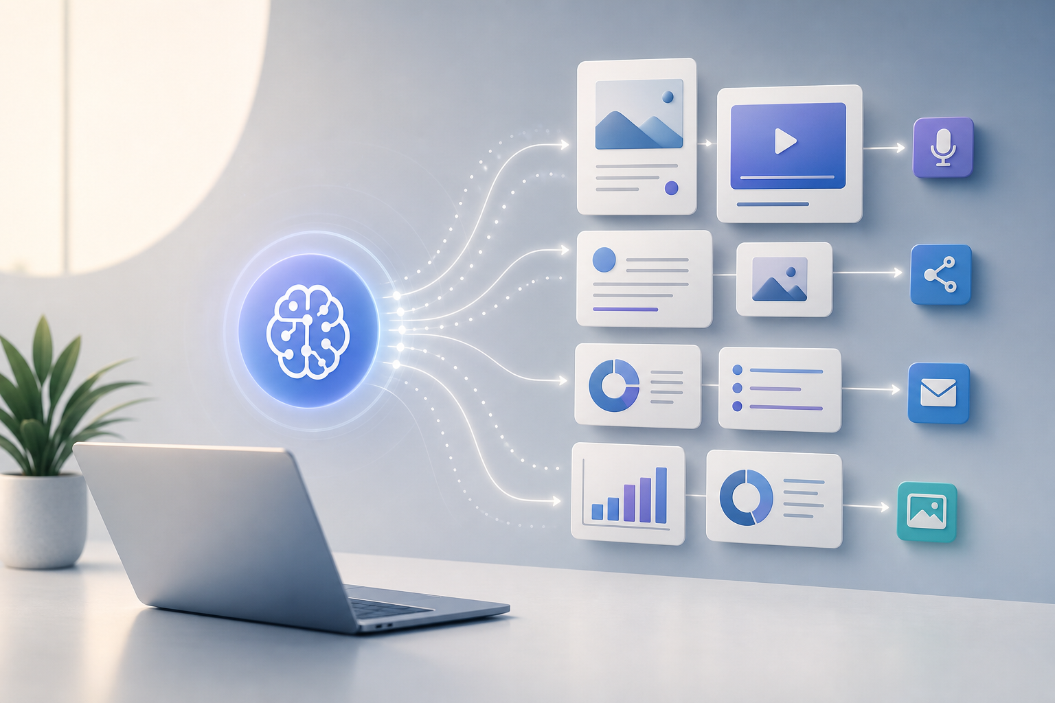 ai-assisted content repurposing b2b illustration showing AI-assisted content repurposing for B2B founders: templates and examples