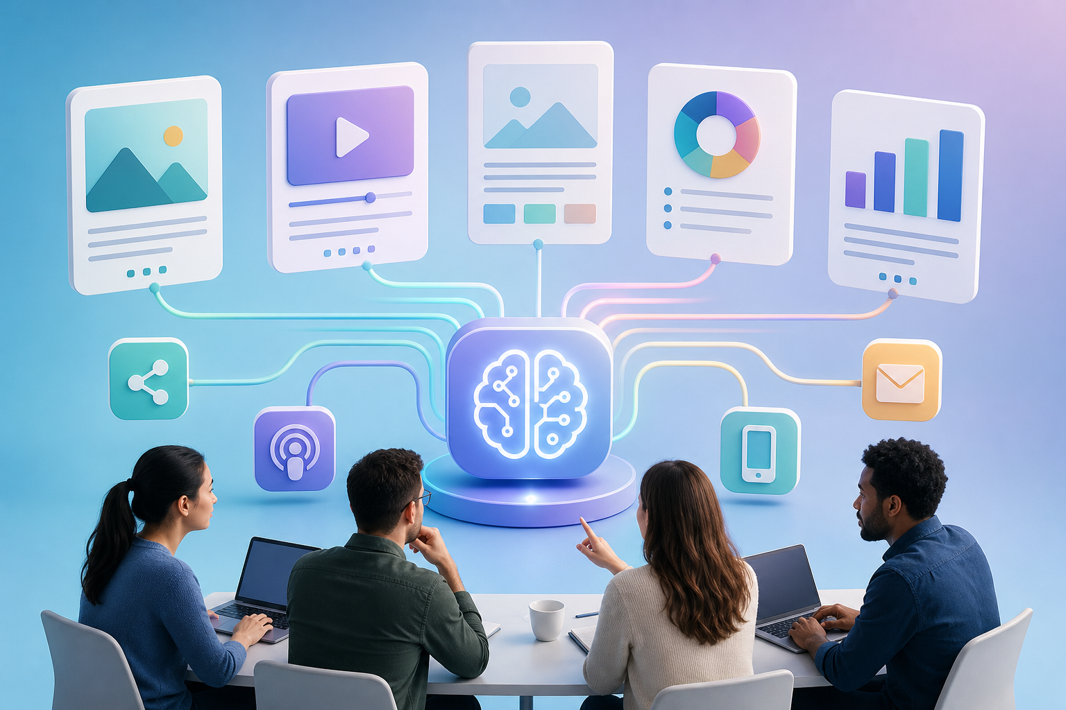 ai-assisted content repurposing teams illustration showing AI-assisted content repurposing for content teams: templates and examples