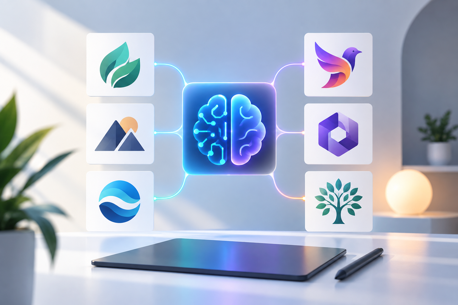 ai logo ideas illustration showing AI logo ideas: prompts and styles to try