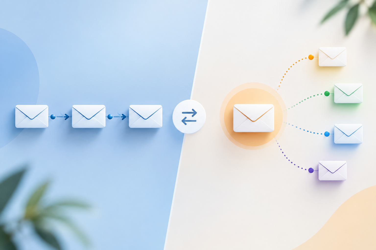 email sequence vs drip campaign illustration showing Email sequence vs drip campaign: what is the difference?