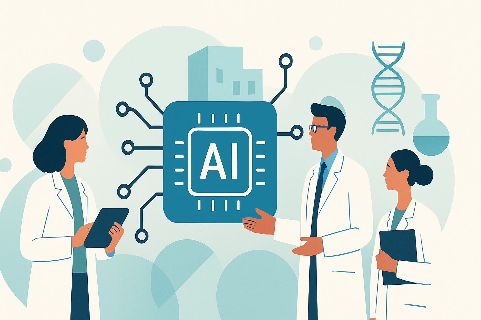 building ai-ready cultures life illustration showing Explained: Building AI-ready Cultures in Life Sciences R&D