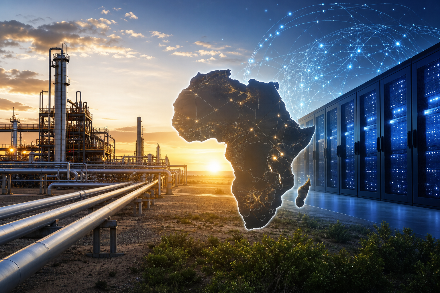 gas supply age artificial illustration showing Explained: Gas Supply in the Age of Artificial Intelligence (AI): Can Africa’s Natural Gas Power the Continent’s Digital Future?