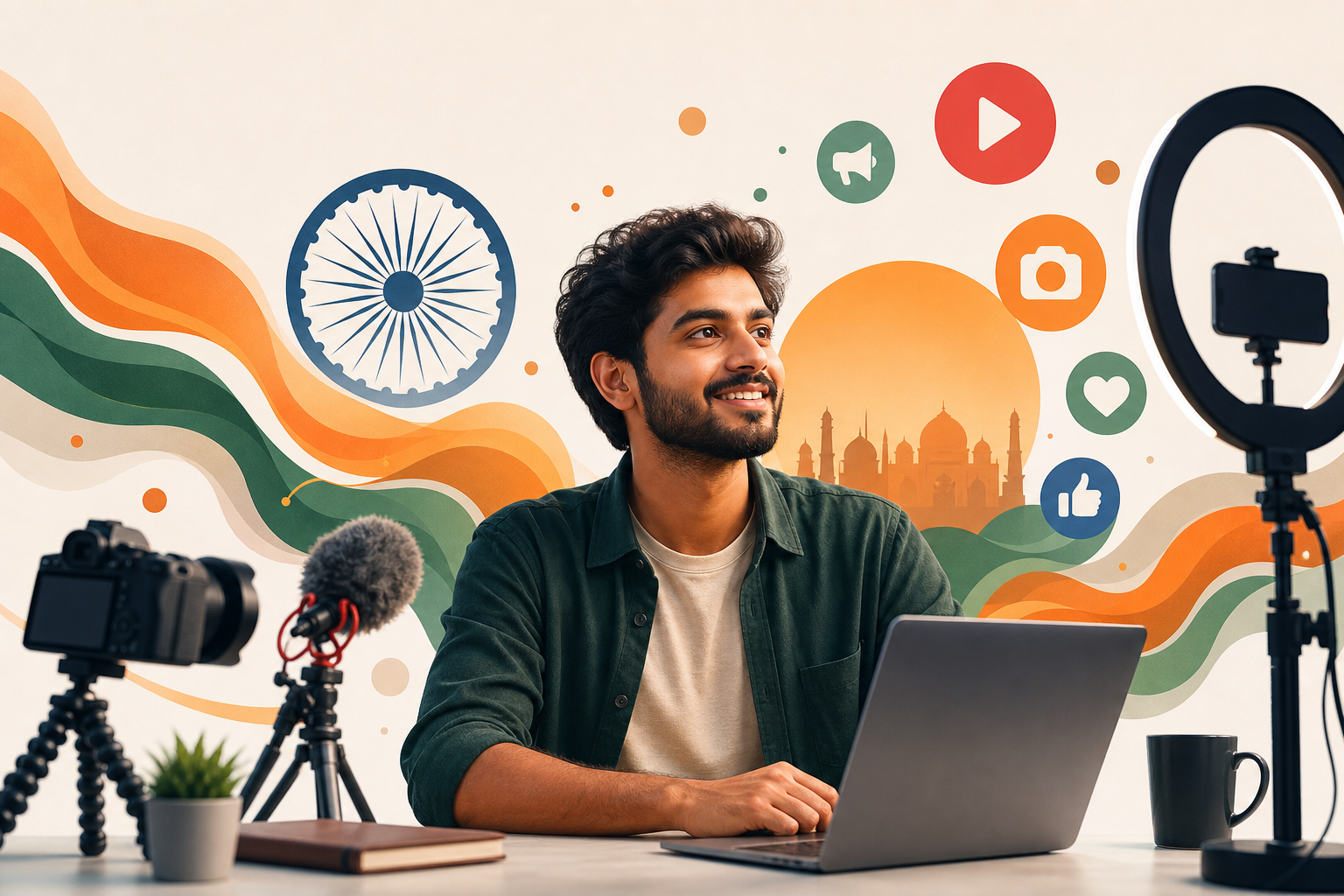 india creator economy making illustration showing Explained: India's creator economy: The making of a digital creator