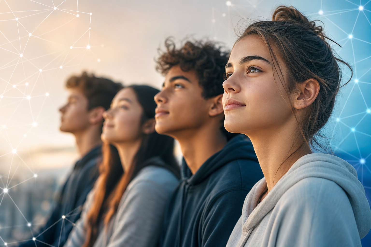 international youth day young illustration showing Explained: International Youth Day: Young Kiwis Are Growing Up With AI – Now Adults Need To Catch Up