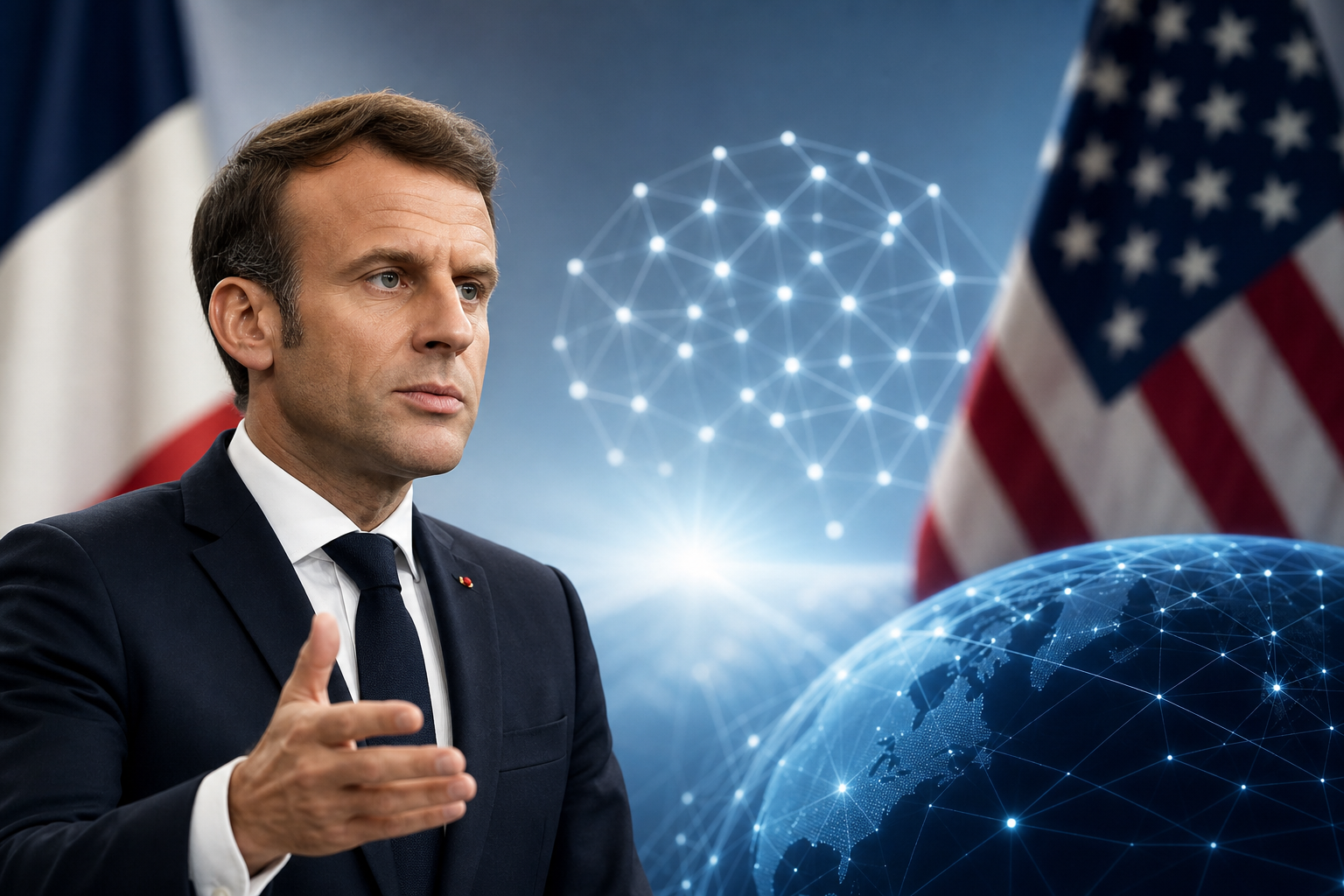 macron urges grant access illustration showing Explained: Macron urges US to grant access to Anthropic’s AI models amid fears of attacks