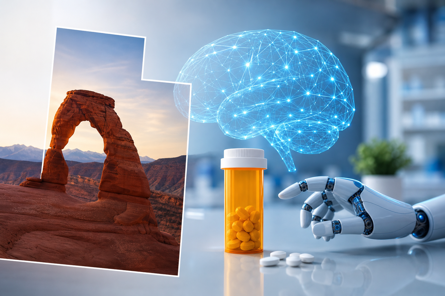 utah becomes first state illustration showing Explained: Utah becomes the first state to implement artificial intelligence for prescriptions