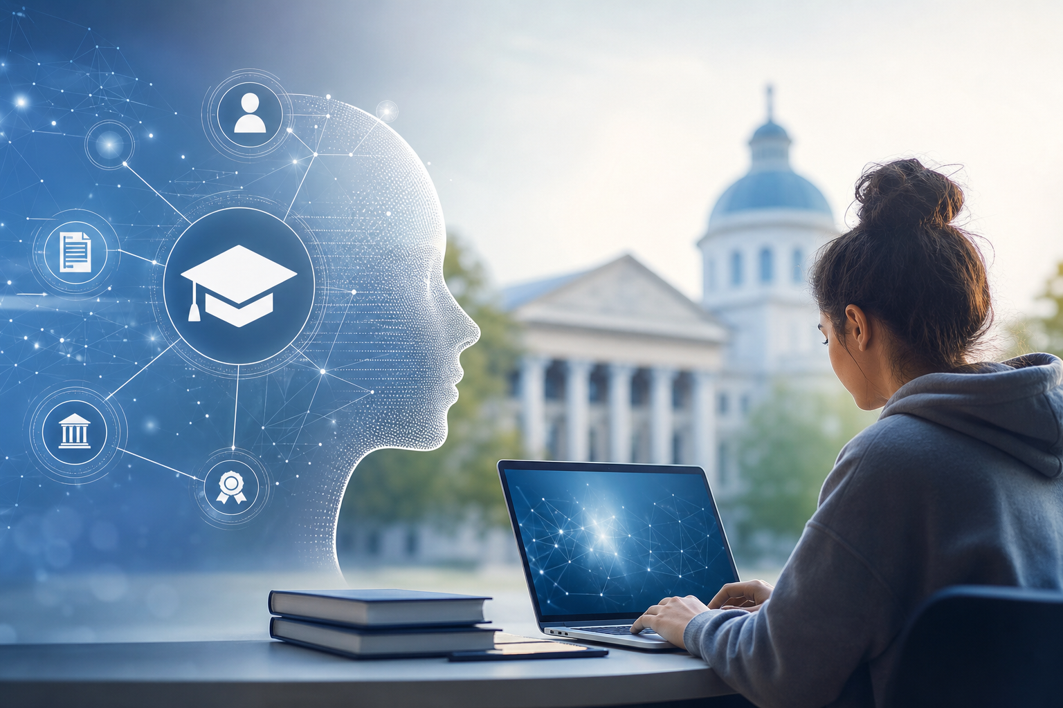 AI in college admissions illustration showing How AI is transforming the college admissions process
