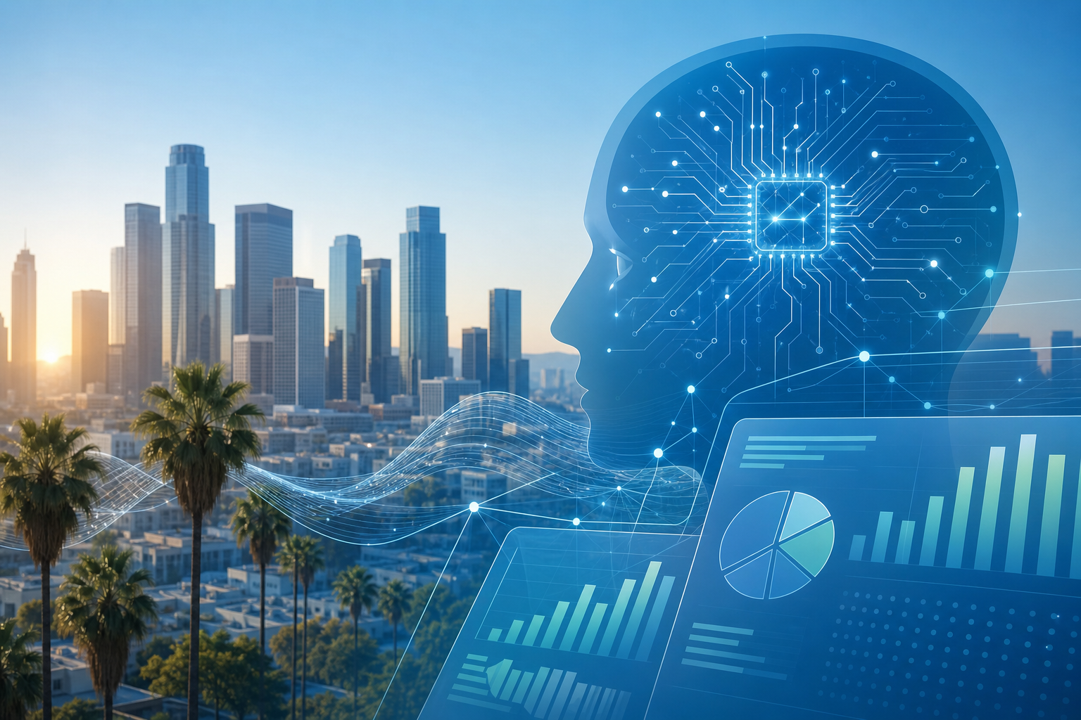 AI budgeting for cities illustration showing How California cities are using AI to solve budget deficits
