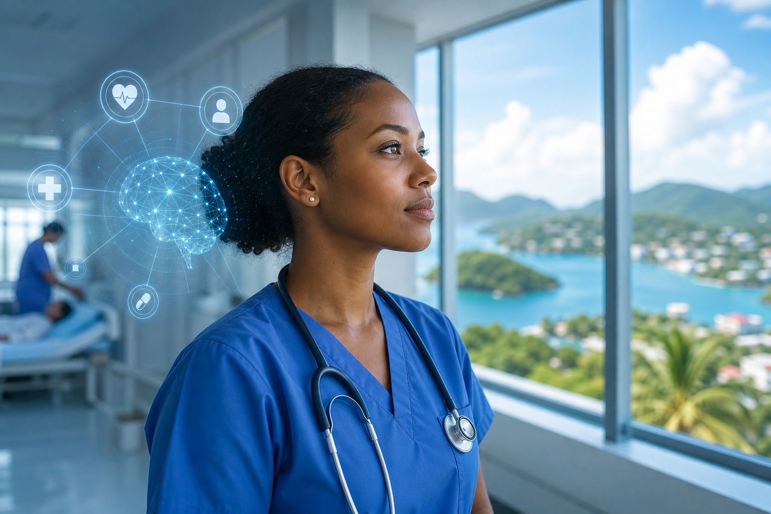 nurses attitudes toward AI healthcare illustration showing How nurses in Antigua view artificial intelligence in healthcare