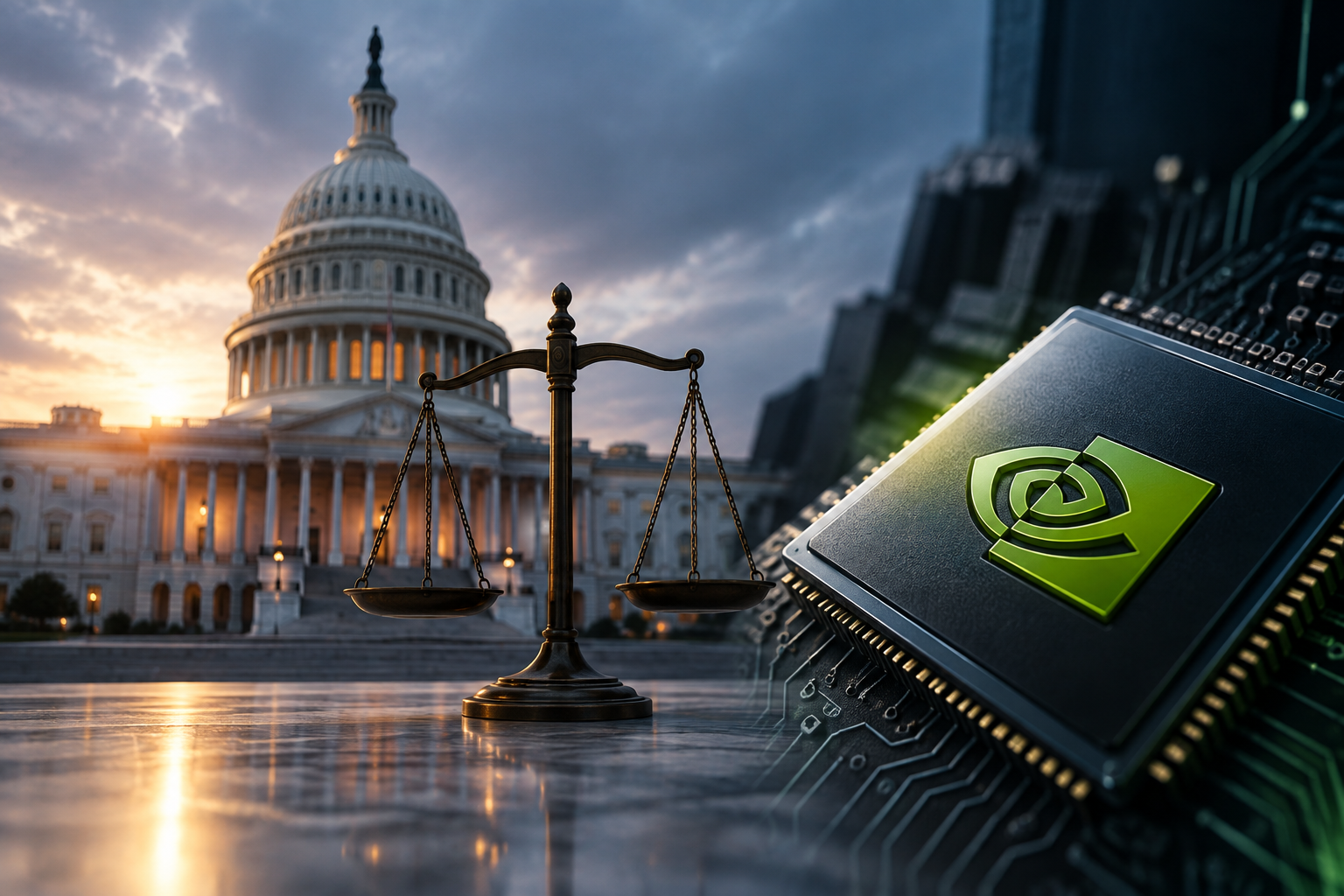 Nvidia AI lobbying in Congress illustration showing How Washington’s AI debate is testing Nvidia’s influence