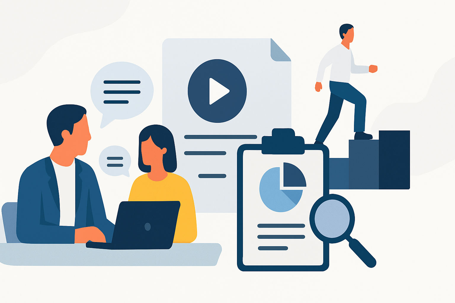 interview-based content marketing consultants illustration showing interview-based content marketing for consultants: a step-by-step playbook