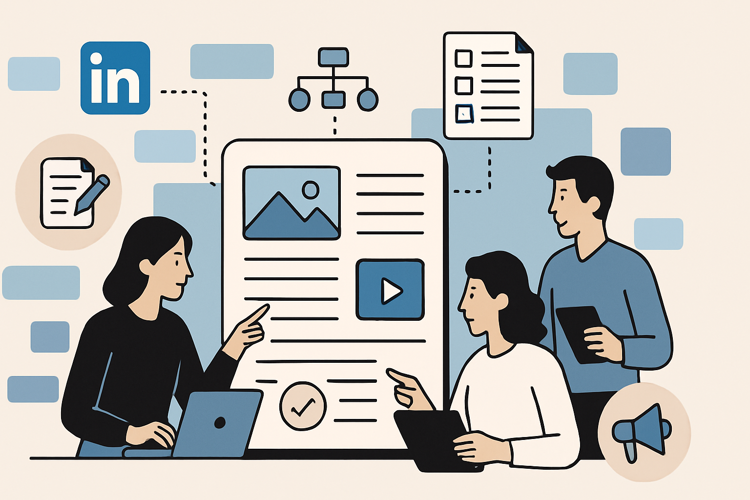 linkedin content systems teams illustration showing LinkedIn content systems for content teams: a step-by-step playbook