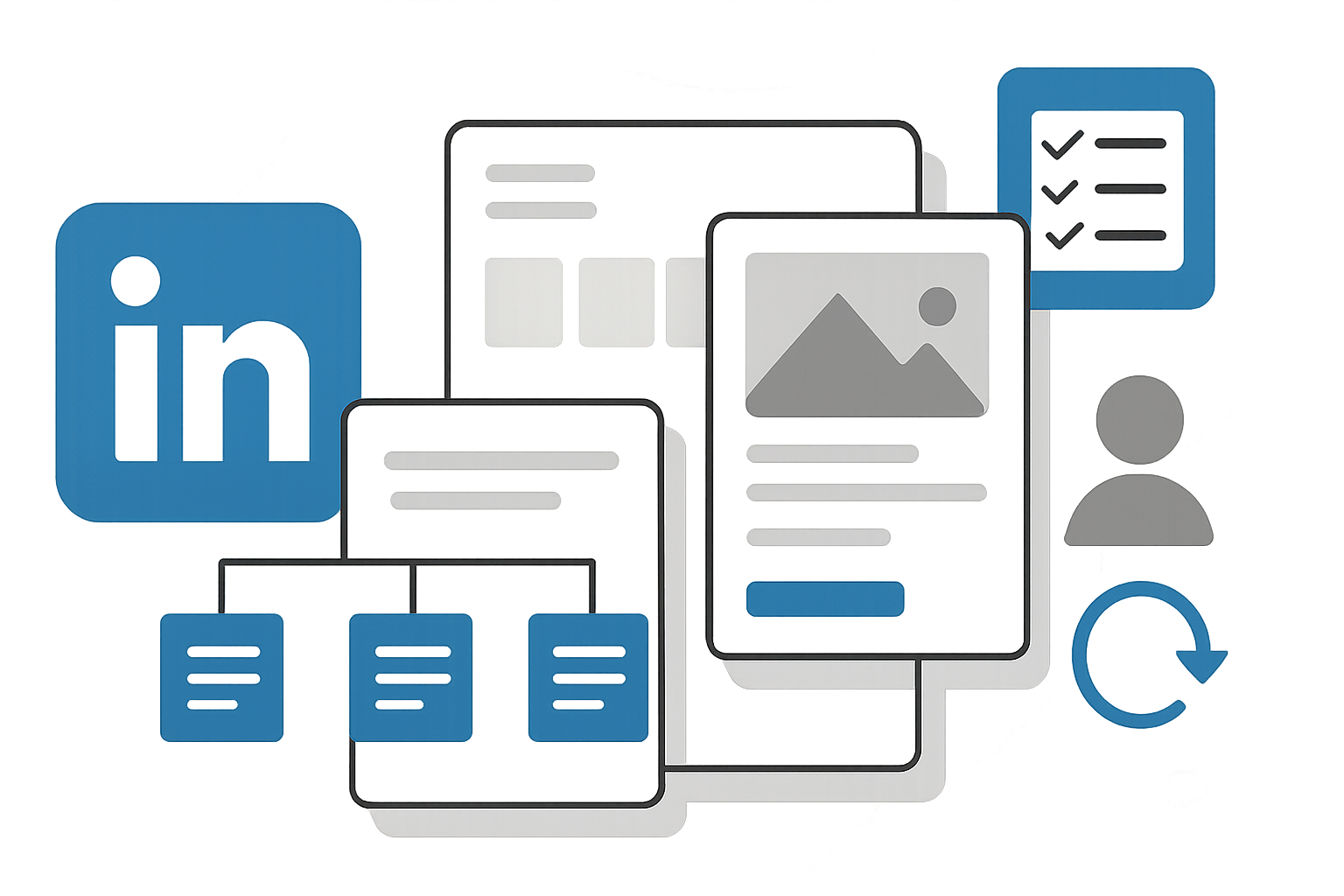 linkedin content systems marketing illustration showing LinkedIn content systems for marketing teams: templates and examples