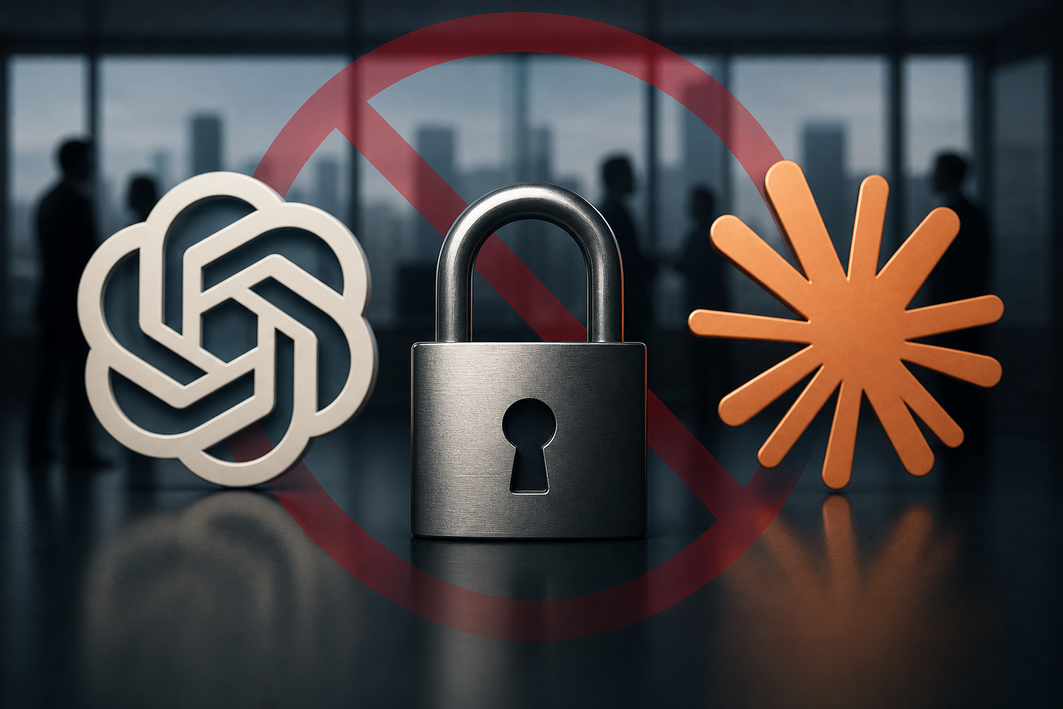 companies restricting AI models illustration showing Major corporations restrict employee access to ChatGPT and Claude