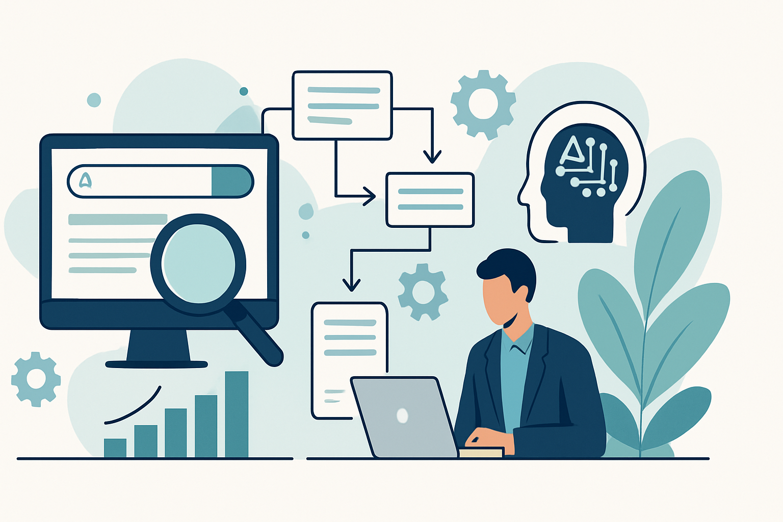 seo workflows content consultants illustration showing SEO workflows for AI content for consultants: templates and examples