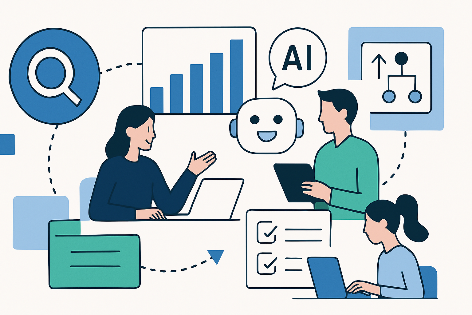 seo workflows content teams illustration showing SEO workflows for AI content for content teams: a step-by-step playbook