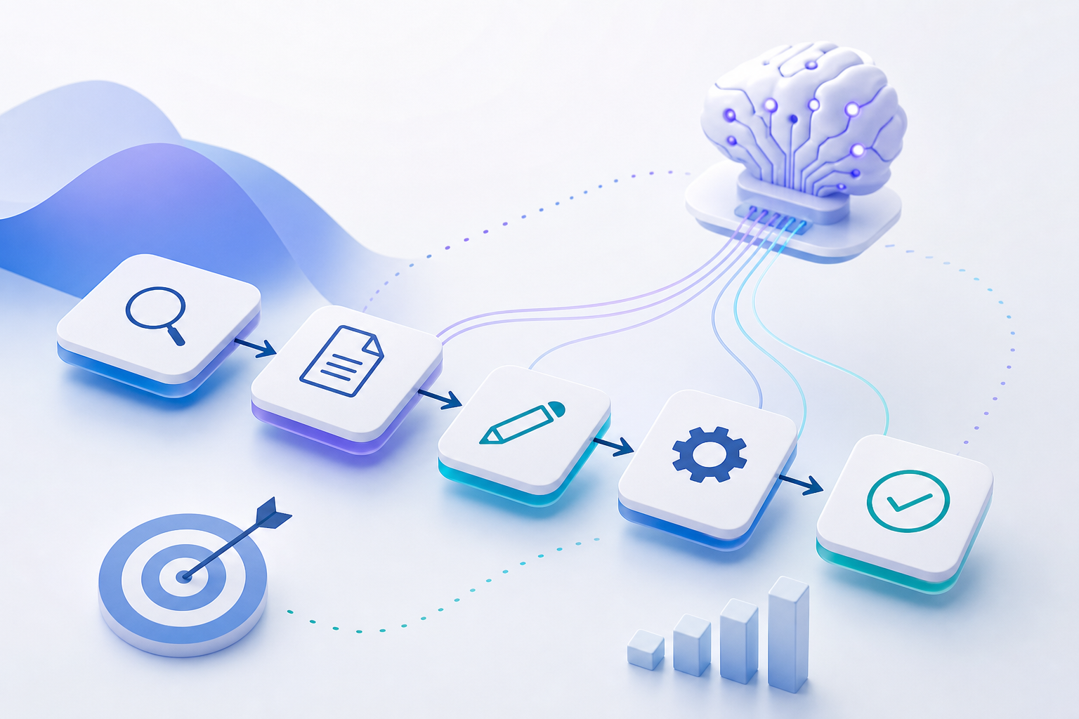seo workflows content teams illustration showing SEO workflows for AI content for content teams: a step-by-step playbook