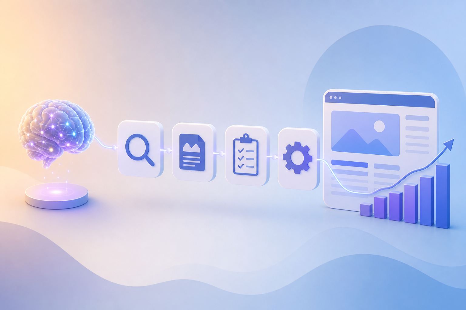 seo workflows content marketing illustration showing SEO workflows for AI content for marketing teams: a step-by-step playbook