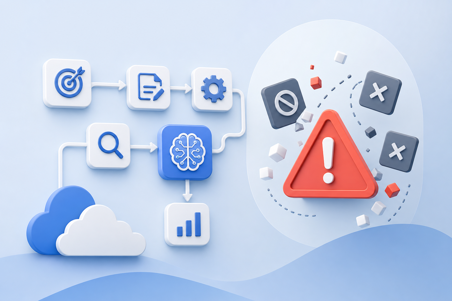 seo workflows content saas illustration showing SEO workflows for AI content for SaaS companies: mistakes to avoid