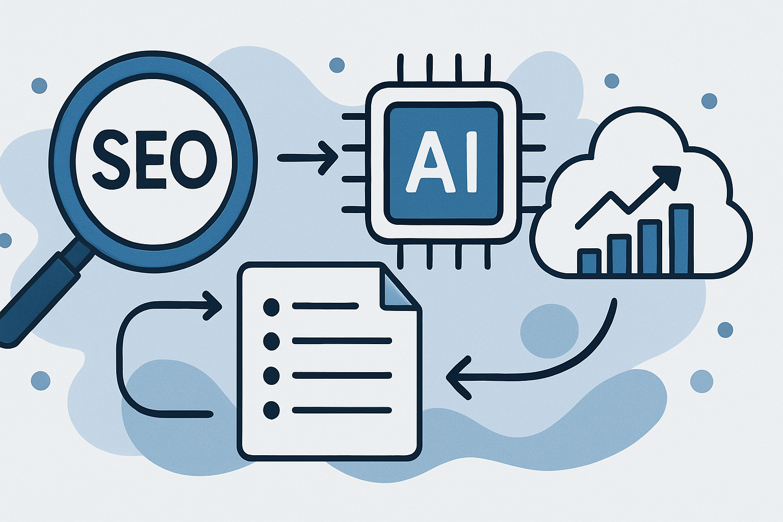 seo workflows content saas illustration showing SEO workflows for AI content for SaaS companies: templates and examples