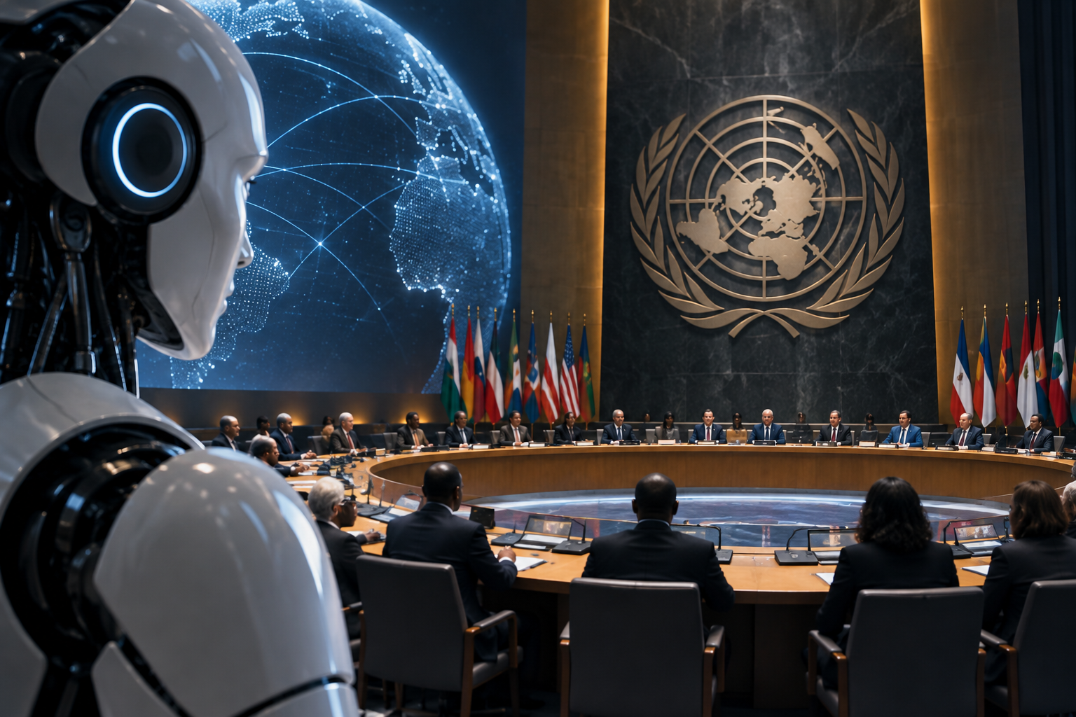 AI risks to global security illustration showing What AI leaders told the U.N. Security Council about global security risks
